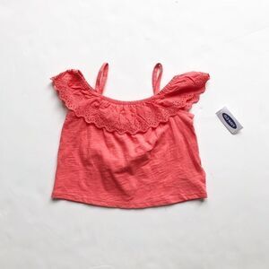 Old Navy NWT coral eyelet cold shoulder top 18-24m